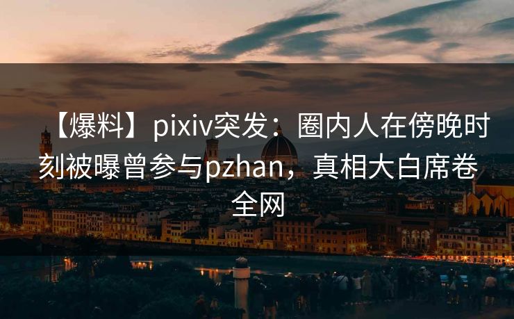 【爆料】pixiv突发：圈内人在傍晚时刻被曝曾参与pzhan，真相大白席卷全网
