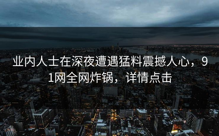 业内人士在深夜遭遇猛料震撼人心，91网全网炸锅，详情点击