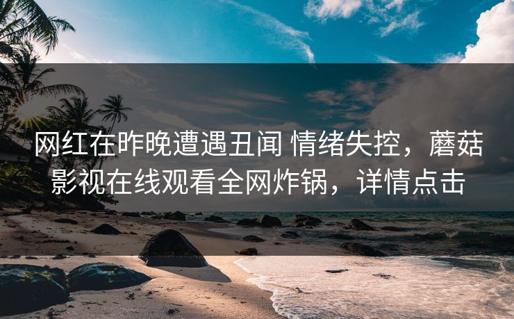 网红在昨晚遭遇丑闻 情绪失控，蘑菇影视在线观看全网炸锅，详情点击