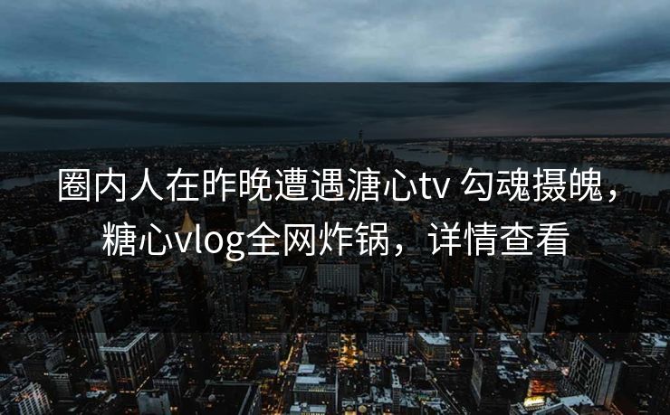 圈内人在昨晚遭遇溏心tv 勾魂摄魄，糖心vlog全网炸锅，详情查看